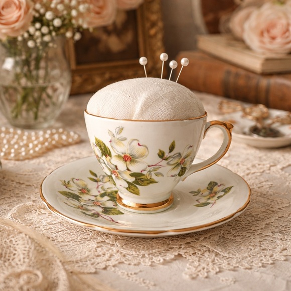 Other - Repurposed Handmade Vintage Tea Cup Pincushion